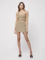 Atoir x Rozalia Gold Knit Skirt and Top Set Brown Gold Size 8