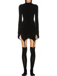 Dion Lee Long Sleeve Garter Mini Dress Black Size 8