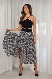 Fendi Top and Georgette Midi Skirt Set Print Size 10