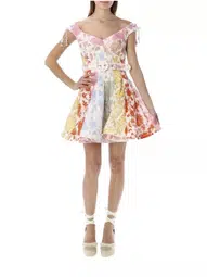Zimmermann Postcard Spliced Mini Dress Spliced Tonal Floral Size 12