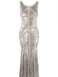 Eileen Kirby Society Sequin Silver Gown size 12