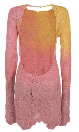 The Attico Crochet Mini Dress Yellow Pink Size 8 | The Volte