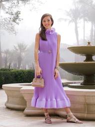 TIBI Pleated Lavender Sleeveless Dress with Belt size 6