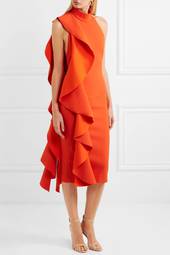 Solace London  Amelle Ruffled Crepe Midi Dress size 10