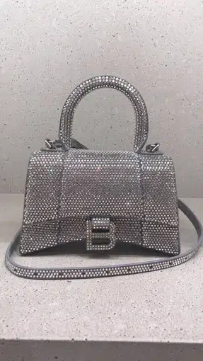 Balenciaga Crystal-embellished Hourglass Tote Bag - Grey
