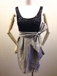 Matthew Eager Sequined Dress Taffeta silver skirt Size 10 For Race wear, formal, cocktails