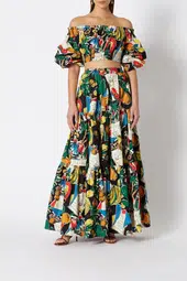 Scanlan and Theodore Calypso Cropped Top and Long Skirt Set Print
