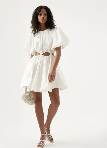 AJE Henriette Cut Out Mini Dress- Ivory main image 1
