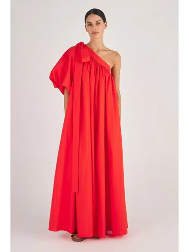 Oroton One Shoulder Dress True Red Size AU 14 | The Volte