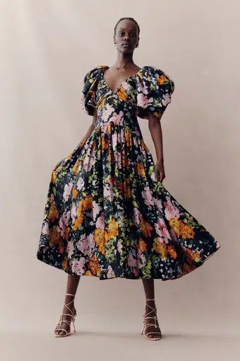 Aje Gabrielle Plunge Midi Dress Floral Size 16 | The Volte