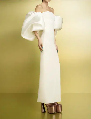 Solace London Pia Maxi Dress in Cream Size 10 | The Volte