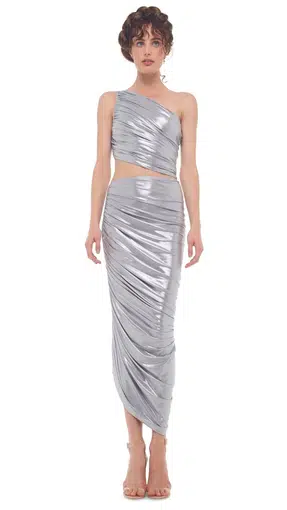 Norma Kamali Metallic Silver Skirt Size 6 | The Volte