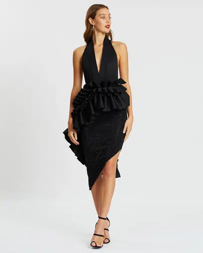 Eliya - Houndstooth Dress - Black < ONS Boutique