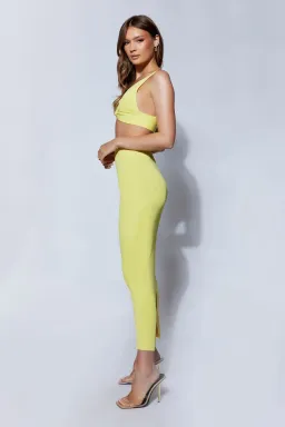 Meshki Kaesha Twist Front Knit Top and Knit Split Midi Skirt Set Yellow Size XS / AU 6 for rent on The Volte - image 2