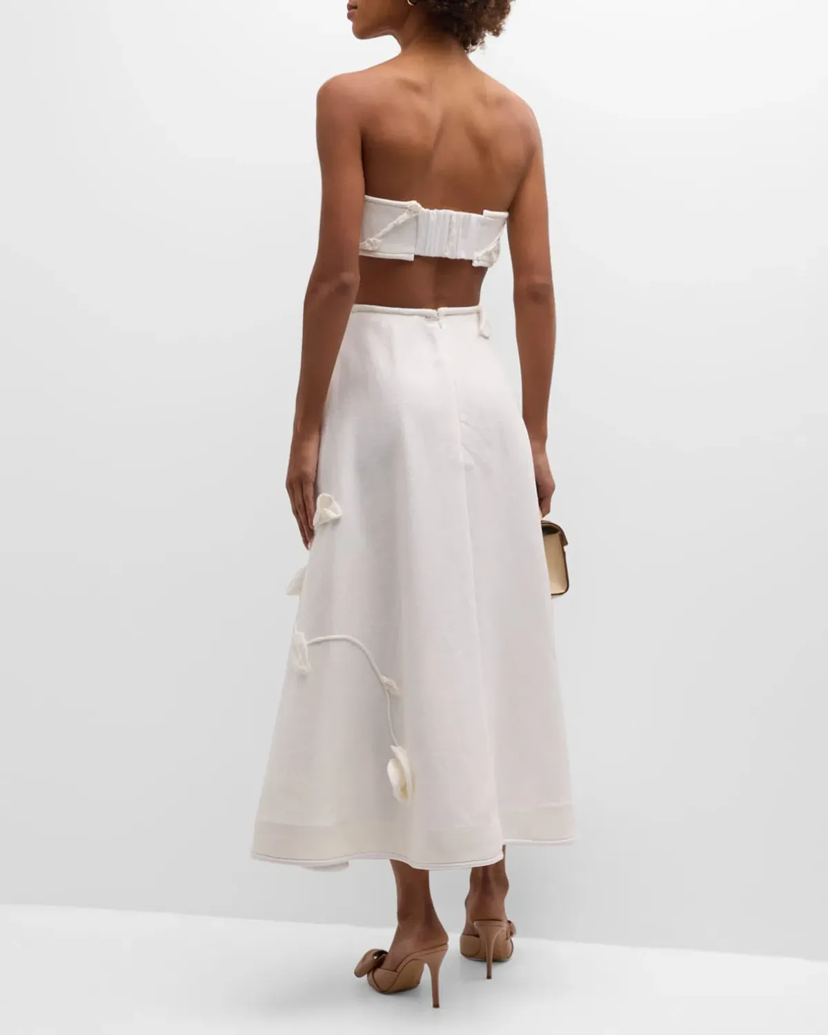 Zimmermann The Matchmaker Rose Bra and Rose Flare Skirt Set in Ivory  Size 1/Au 10  - Image 2