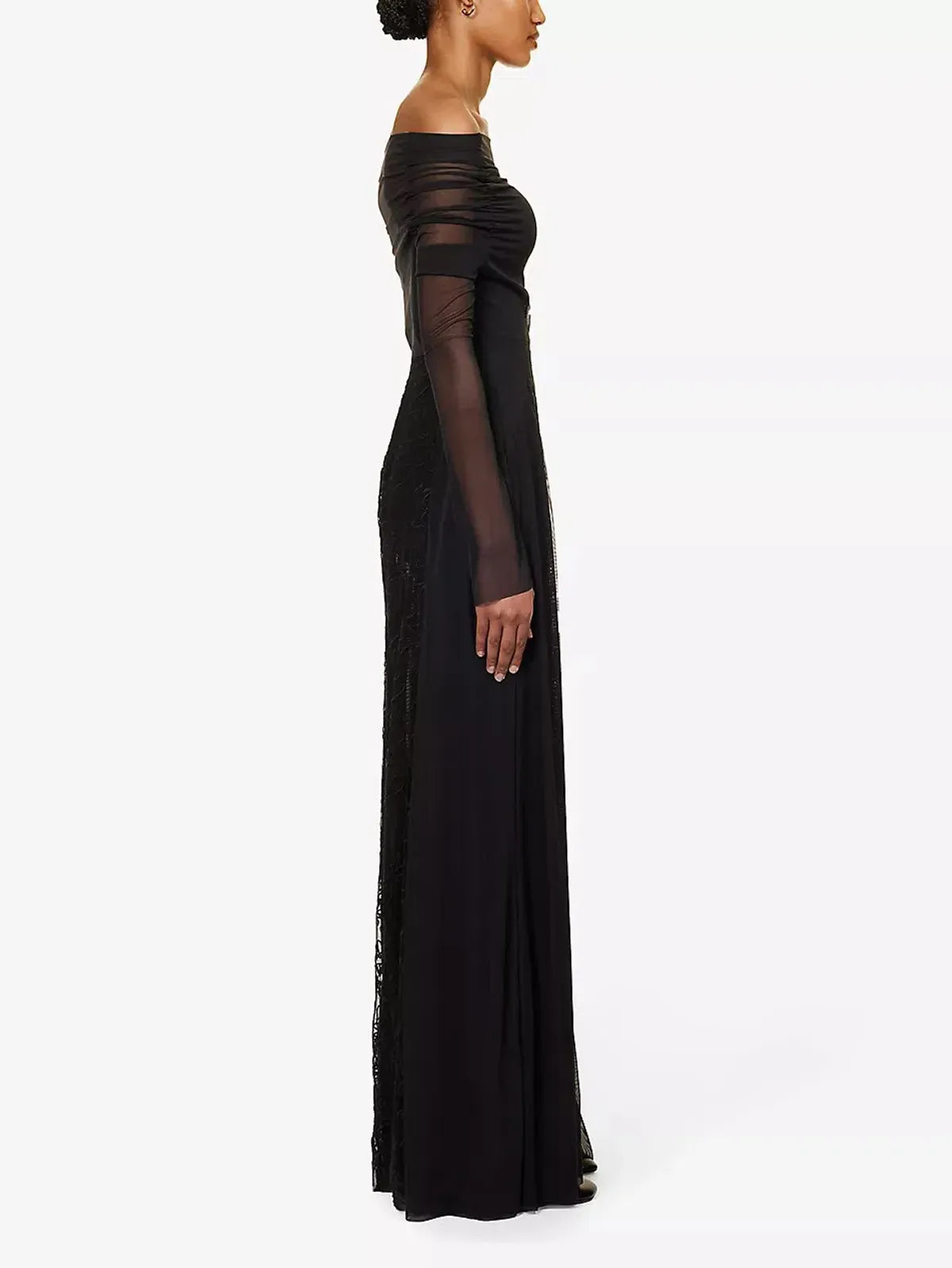 Camilla & Marc Nolana Semi Sheer Full Length Evening Dress Black Size 14 - Image 2