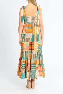 Alemais Sloane Tiered Midi Dress in Multi Stripe Size 8 for rent on The Volte - image 2