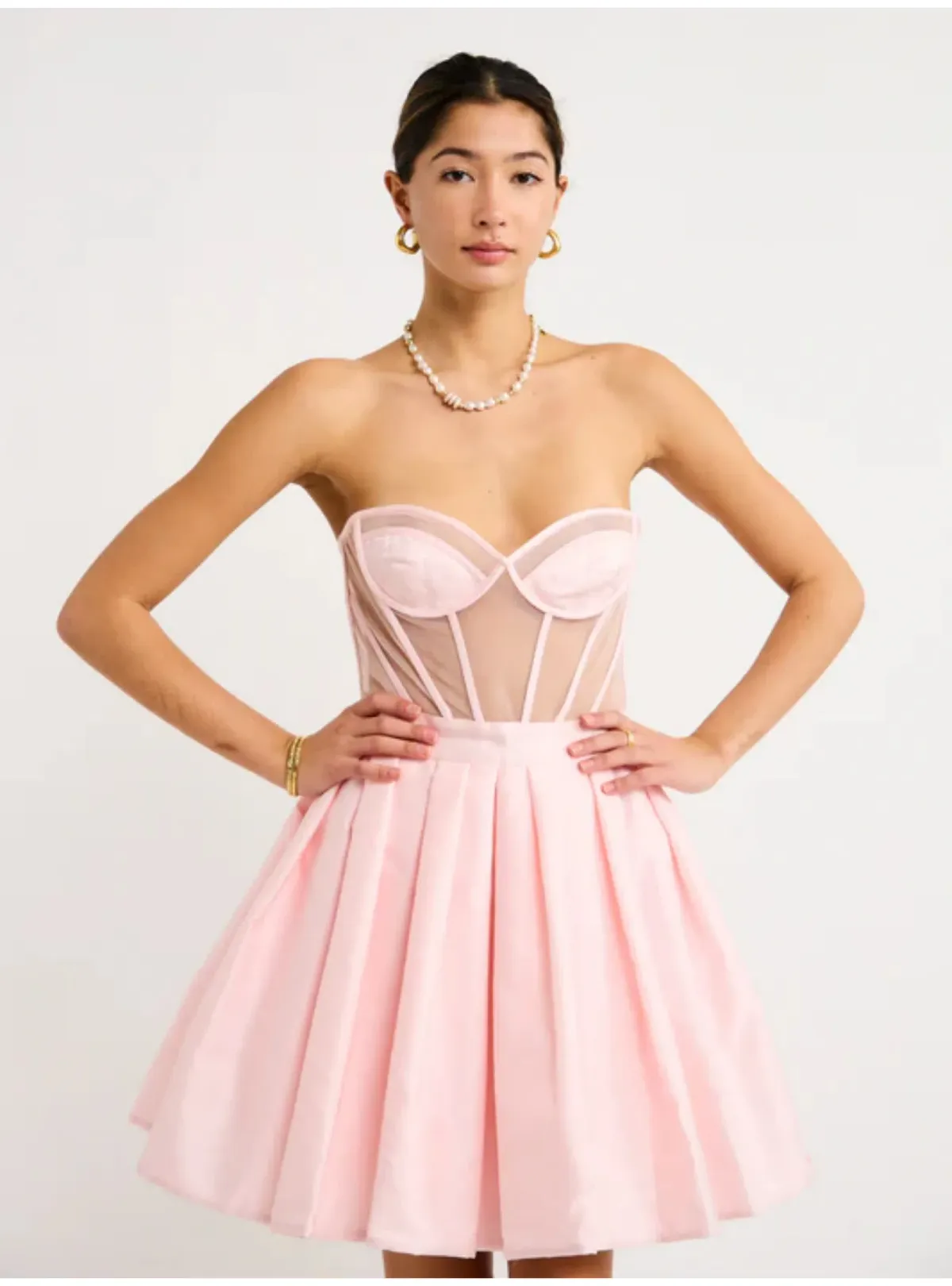 Leo Lin Eliza Structured Bustier Mini Dress Pink Size AU 8 - Image 3