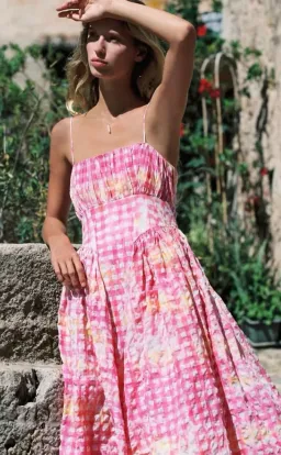 Steele Marina Midi Dress in Hypno Gingham Print Size AU 8 for rent on The Volte - image 3