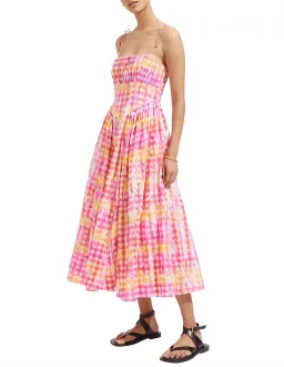 Steele Marina Midi Dress in Hypno Gingham Print Size AU 8 for rent on The Volte - image 1