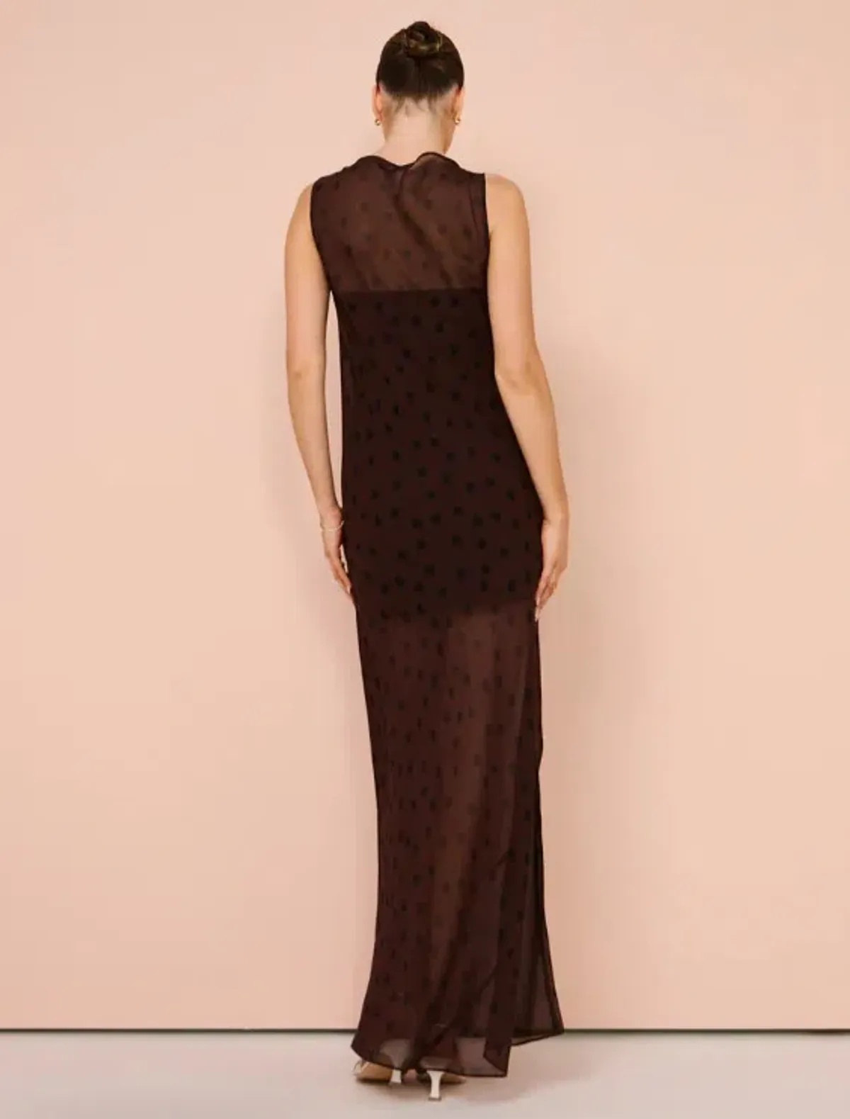 Bec & Bridge Turner Boatneck Sheer Maxi Dress Brown Size AU 10 - Image 6