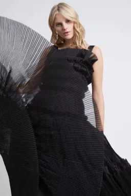 Aje Jacinto Pleated Midi Dress in Black Size AU 12  for rent on The Volte - image 2