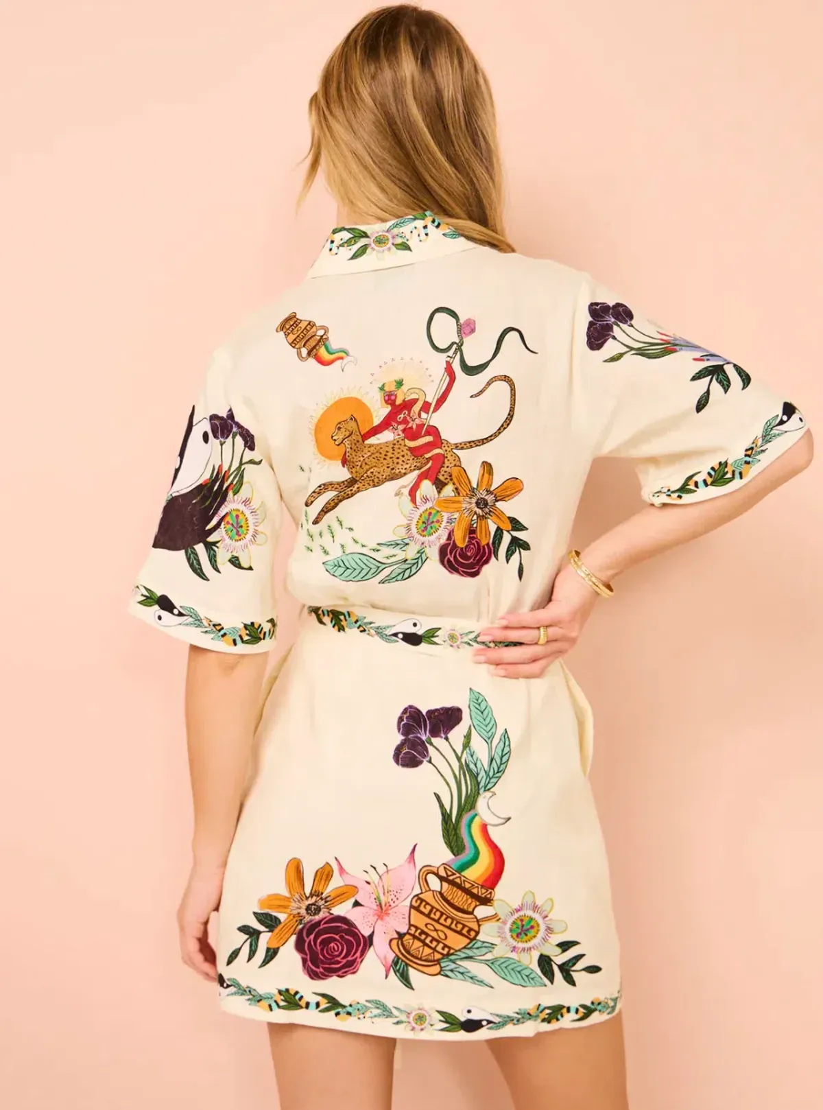Alemais Meagan Mini Shirt Dress Multi Size AU 14 - Image 4
