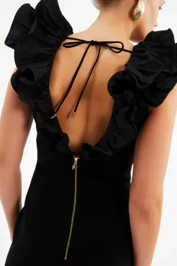 Rebecca Valance Chloe Midi Dress in Black Size AU 8 for rent on The Volte - image 4