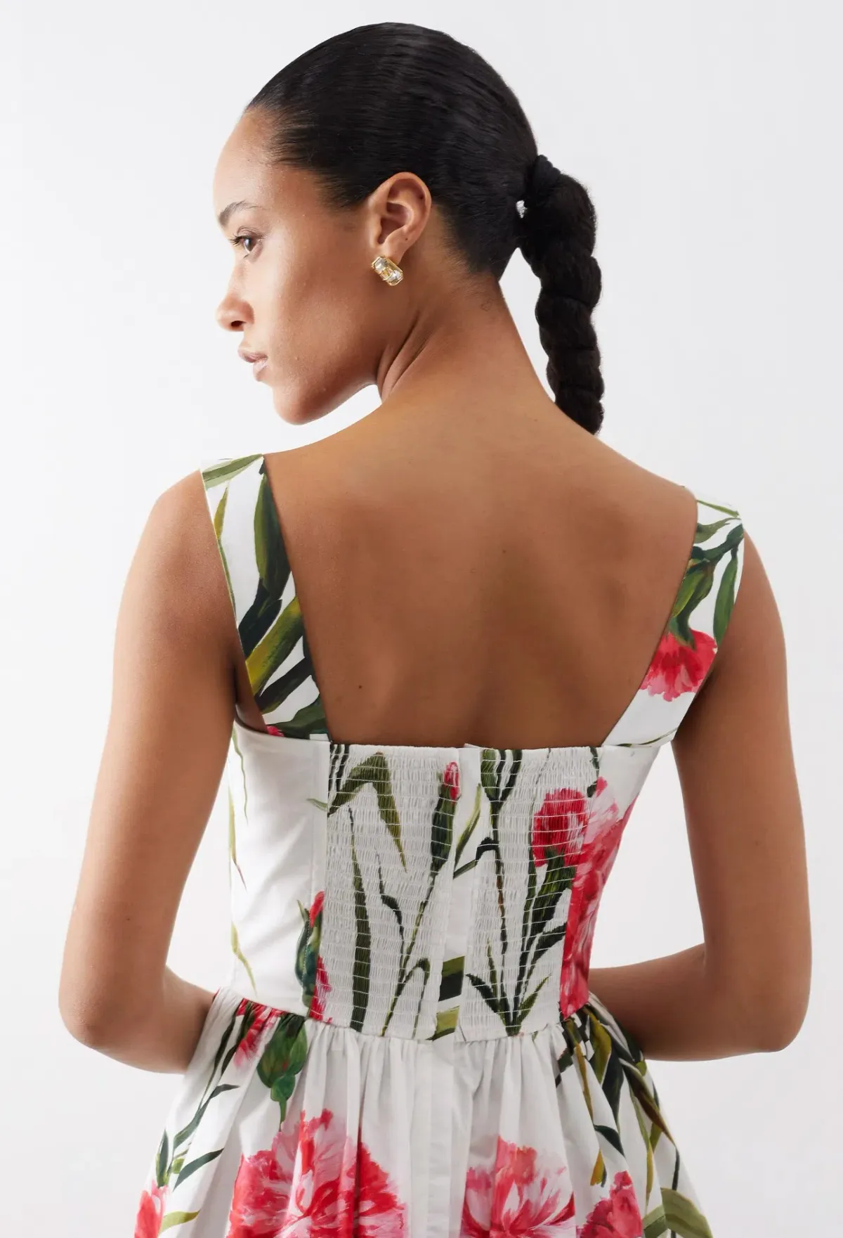 Dolce & Gabbana Short Carnation Print Poplin Dress Size AU 12 - Image 5