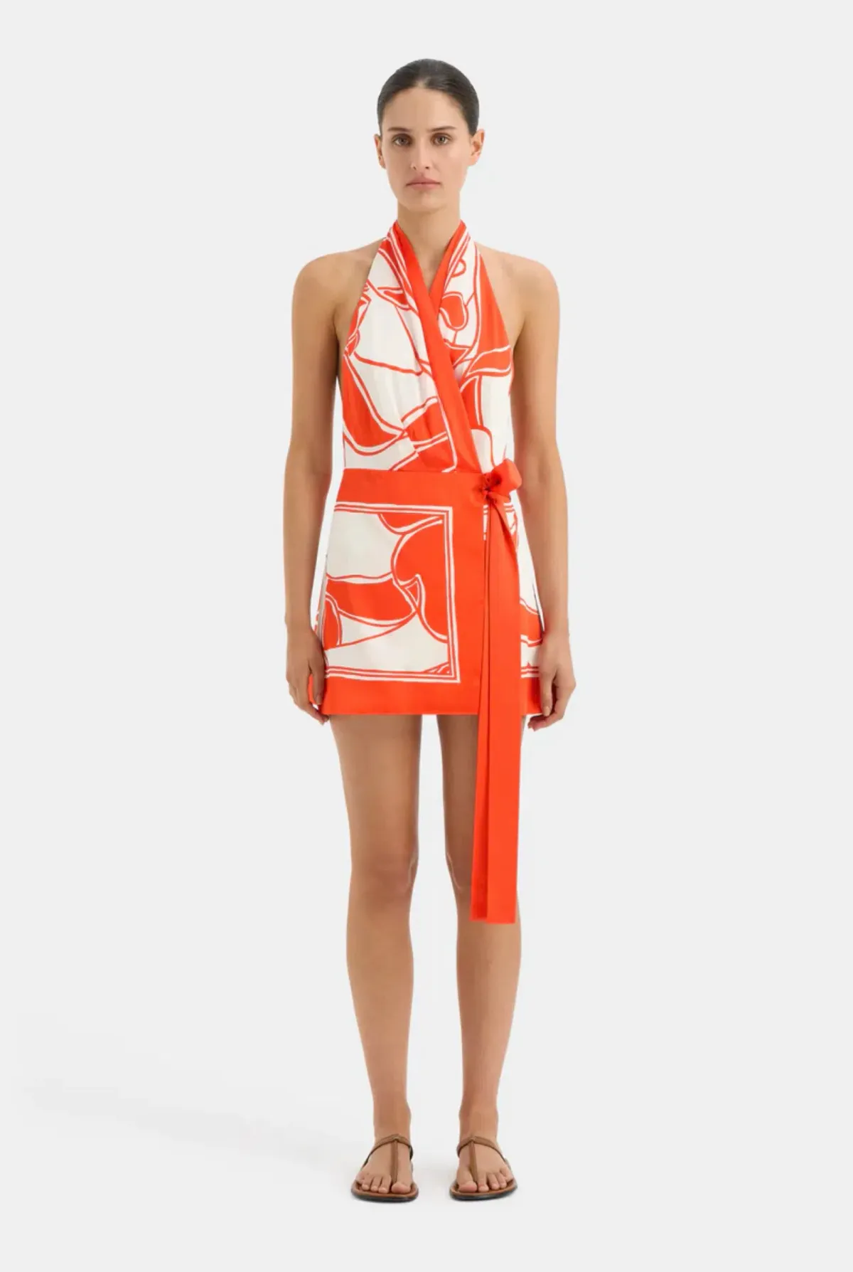 Sir The Label Ramona Halter Mini Dress Orange Pint Size 8 - Image 1