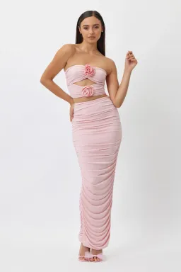 Bianca & Bridgett Julie Ruched Top & Skirt Set Pink Size 6 for rent on The Volte - image 1
