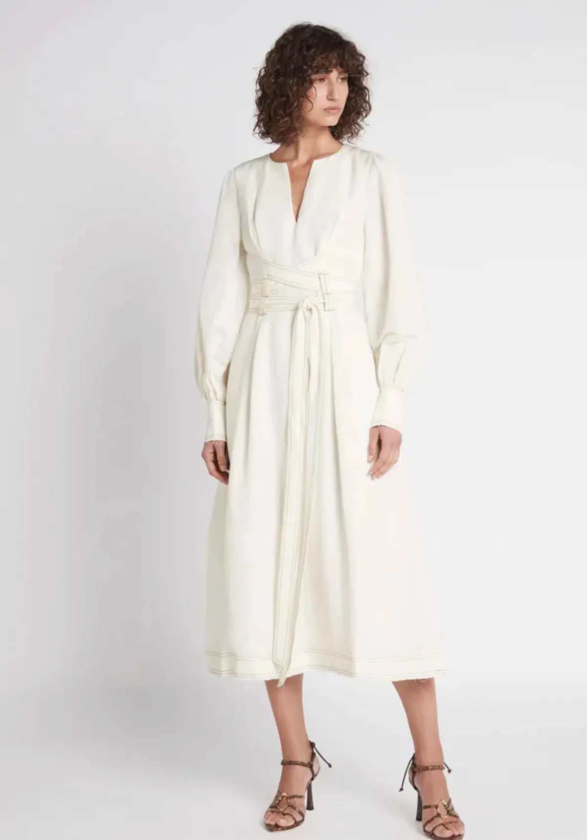 Aje Radiance Belted Midi Dress in Ivory Size XS / AU 6 - Image 1