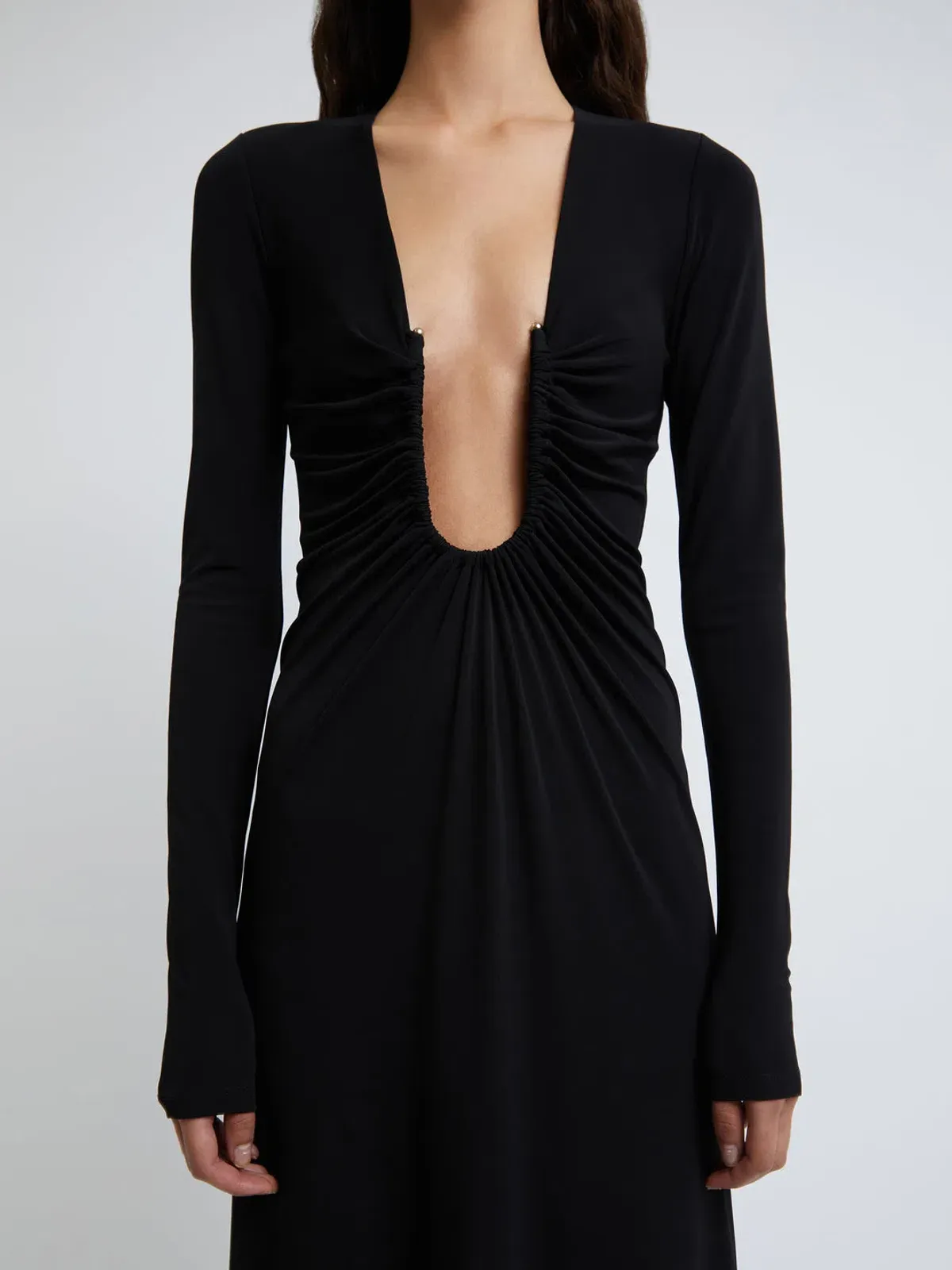 Christopher Esber Arced Palm Long Sleeve Dress Black Size 6 - Image 4