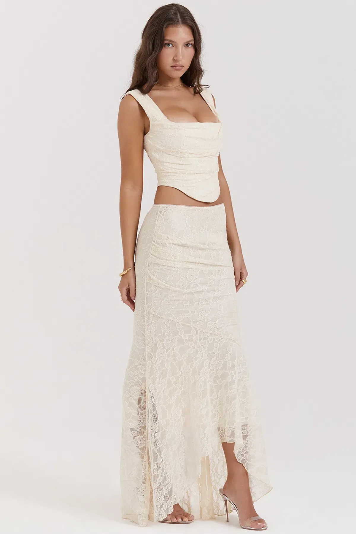 House Of CB Una Corset and Therese Vintage Lace Skirt Set Cream Size M / AU 10 - Image 2