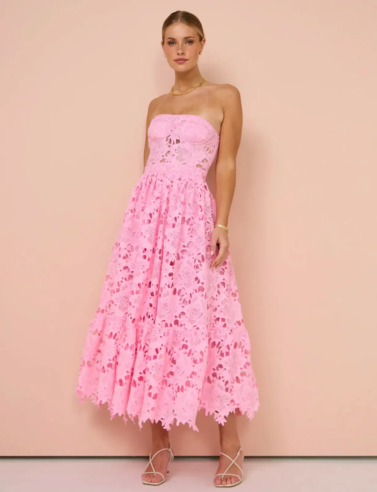 Leo Lin Emilia Bustier Dress Pink Size AU 14 - Image 3
