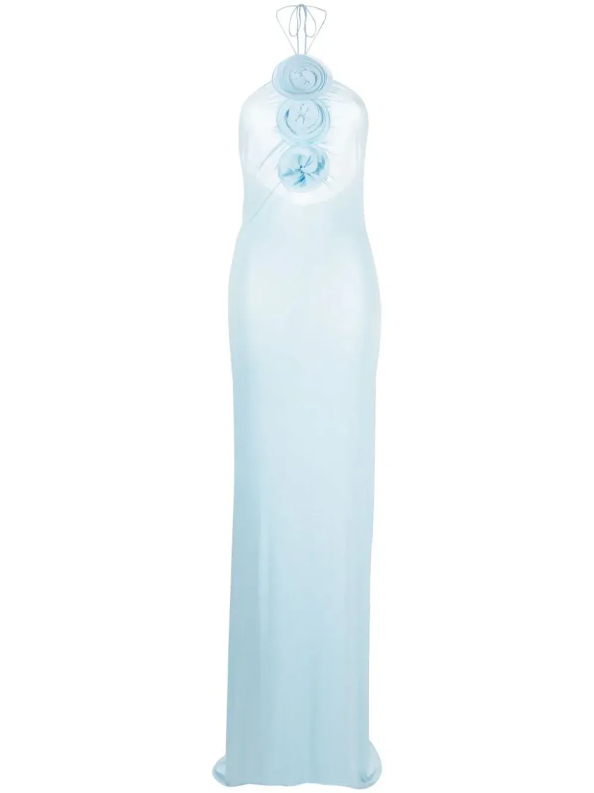 Magda Butrym Floral Appliqué Halterneck Maxi Blue Size AU 6 - Image 7