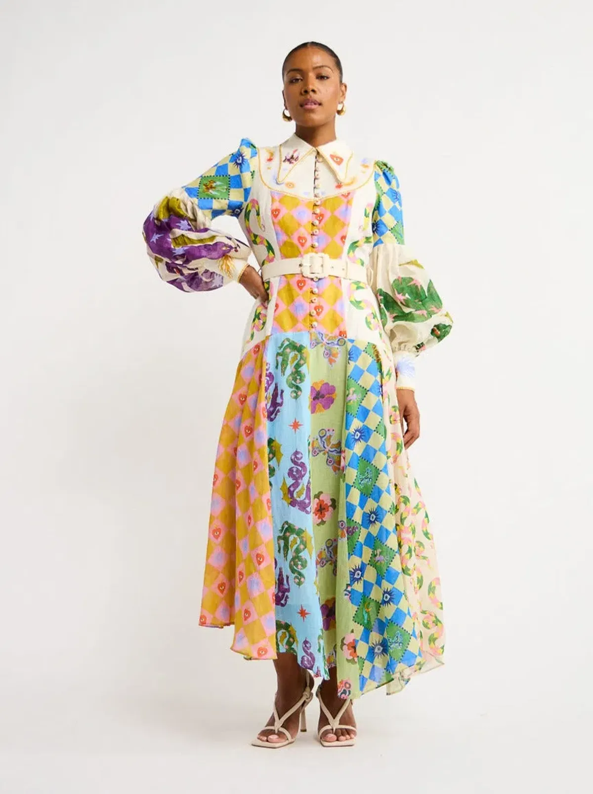 Alemais Lou Balloon Sleeve Dress Multi Size 6 - Image 1