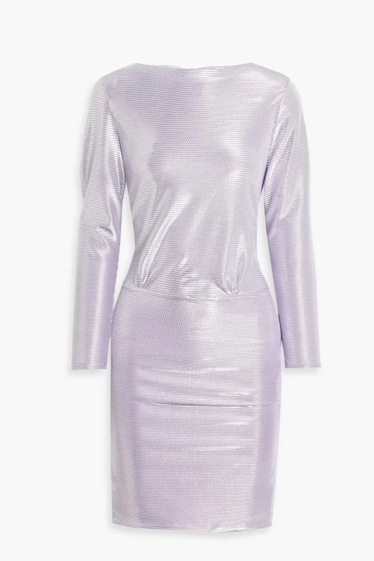 Maje Metallic Printed Ribbed Jersey Mini Dress Lilac Size 8 - Image 4