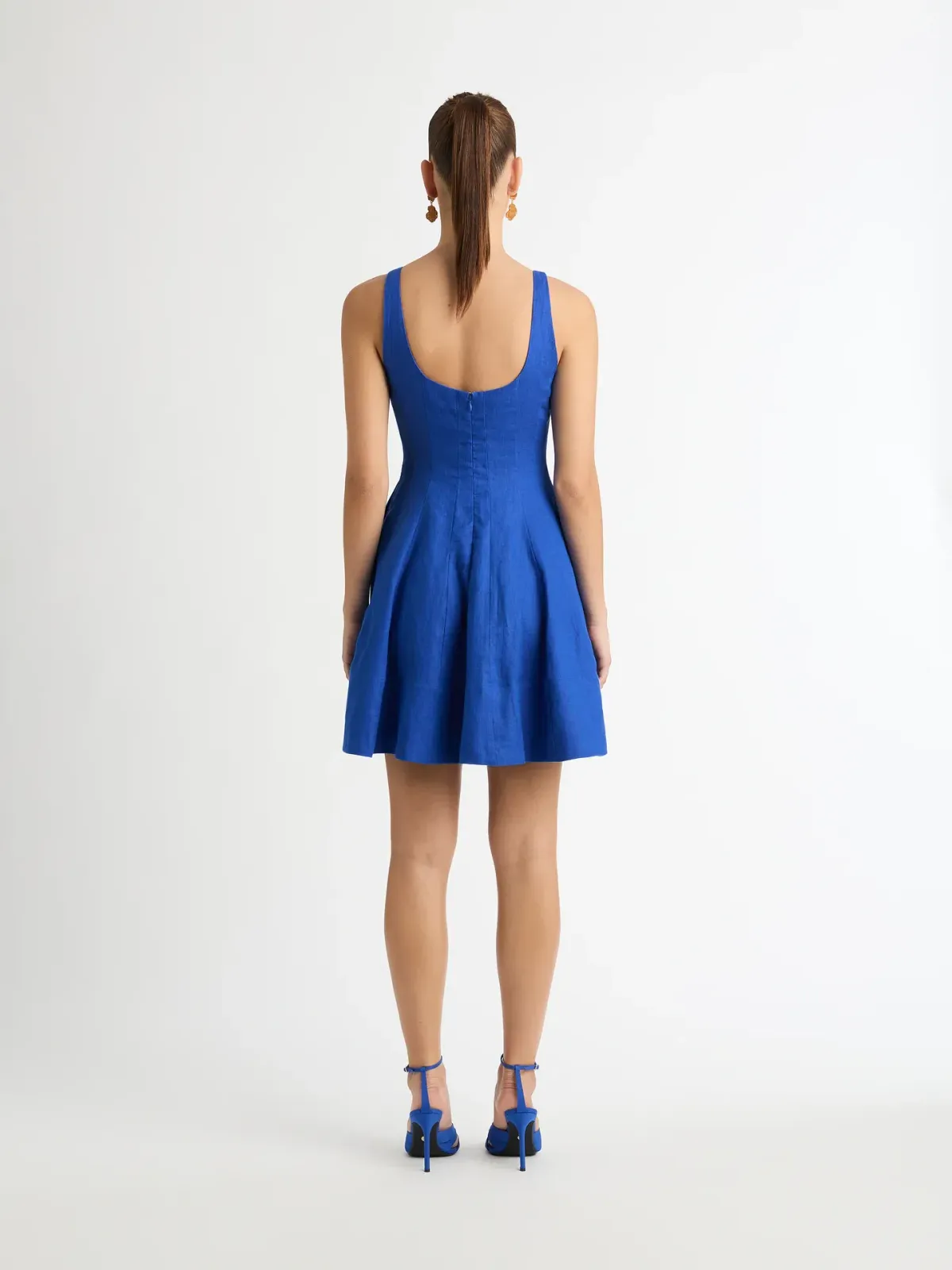 Sheike Santorini Linen Mini Dress Blue Size 14 - Image 3