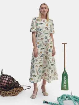 Alemais Wanda Midi Dress Ivory/Print Size 10 for rent on The Volte - image 1