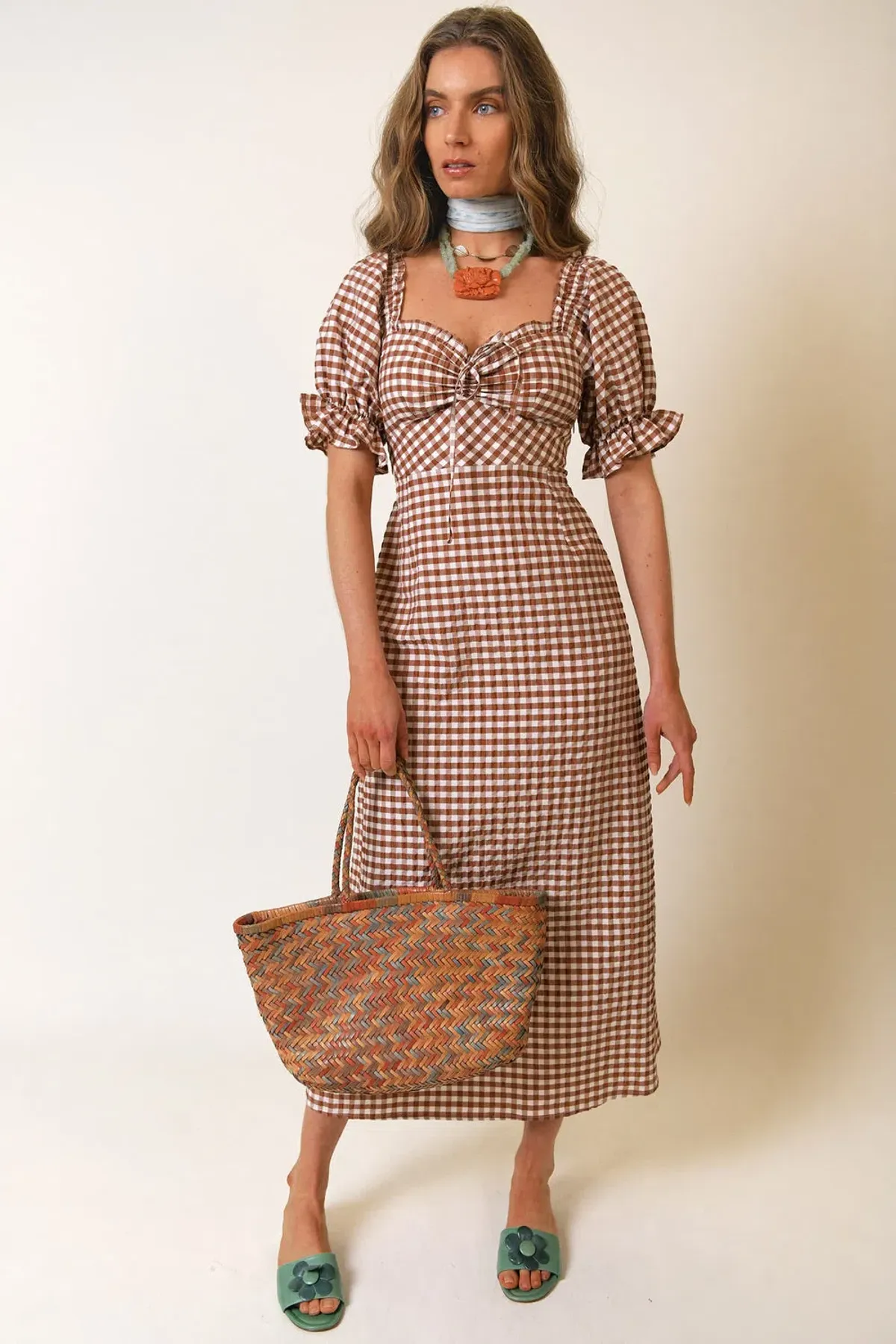 Rixo Montenegro Midi Dress Brown Print Size 12 - Image 1