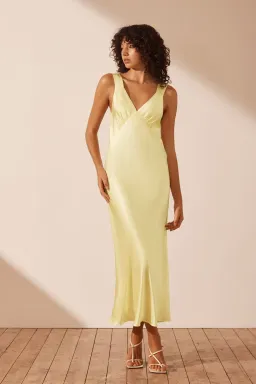 Shona Joy La Lune Plunged Midi Dress in Lemon Size 10 for rent on The Volte - image 1