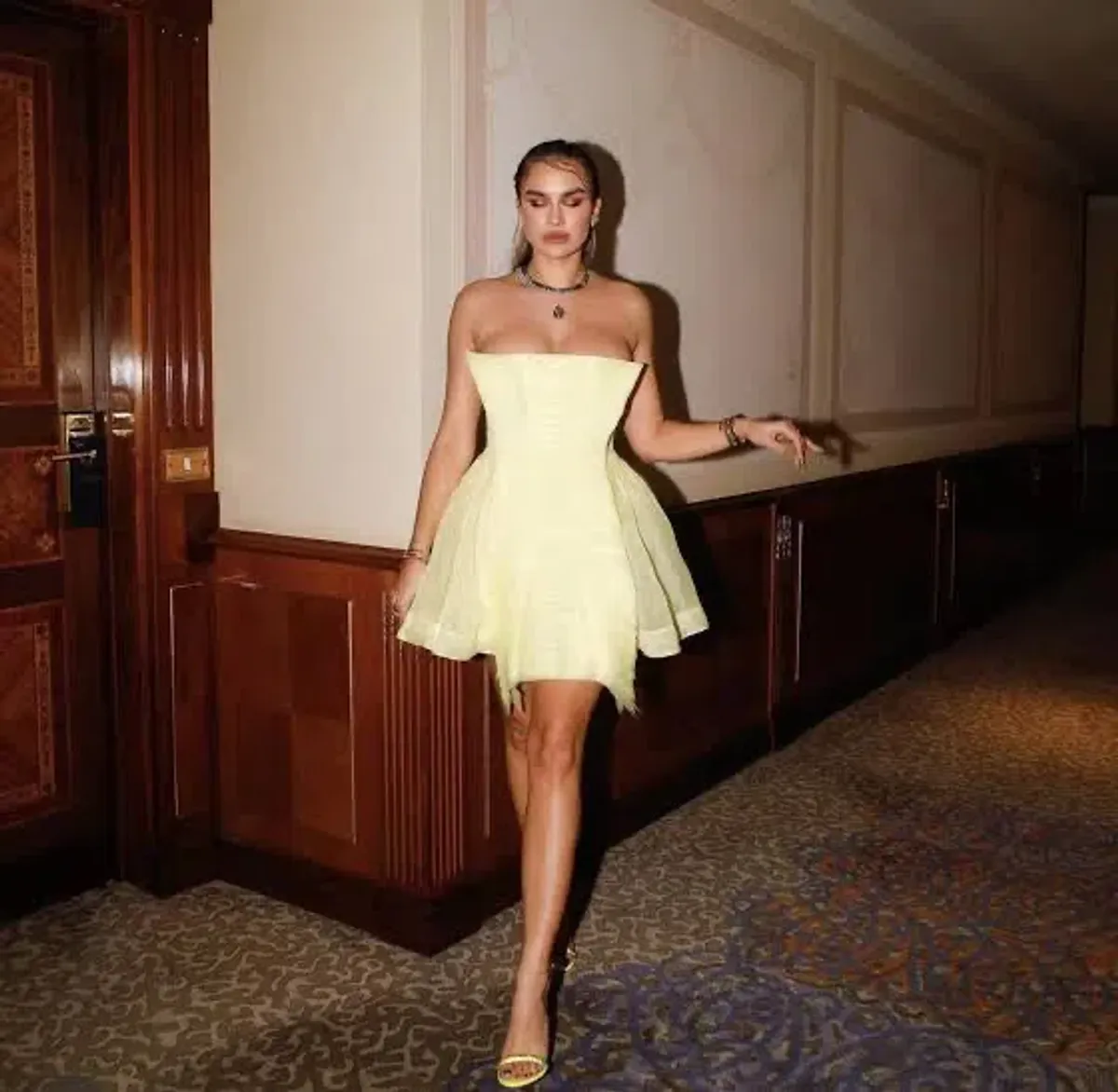Aje Astrid Strapless Mini Dress in Lemon Size 8 AU - Image 5