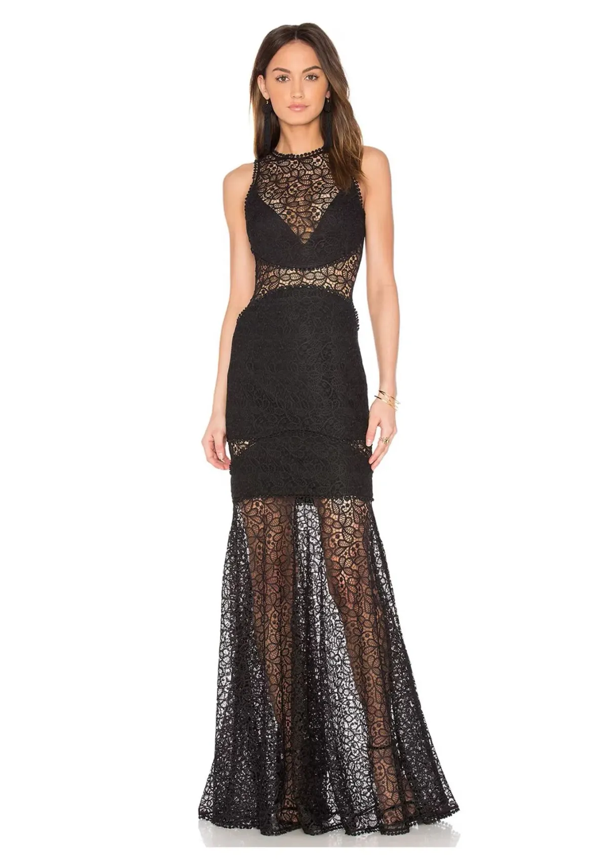 Nicholas Lace Cutaway Gown Black Size 6 - Image 1