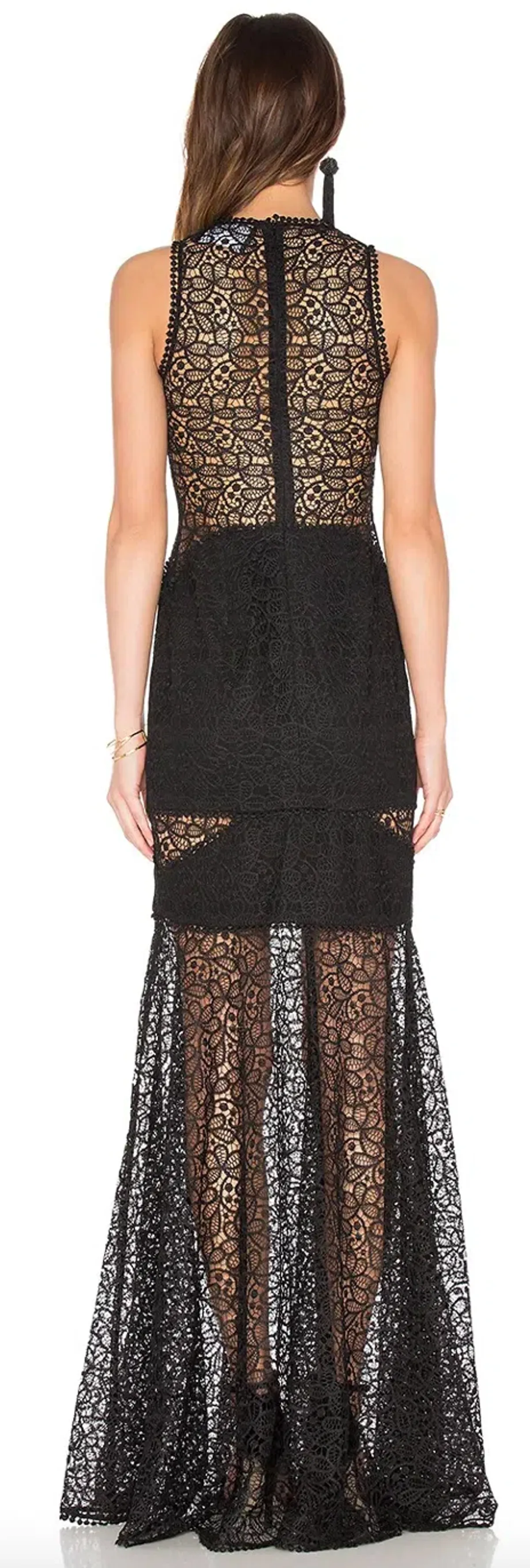 Nicholas Lace Cutaway Gown Black Size 6 - Image 2
