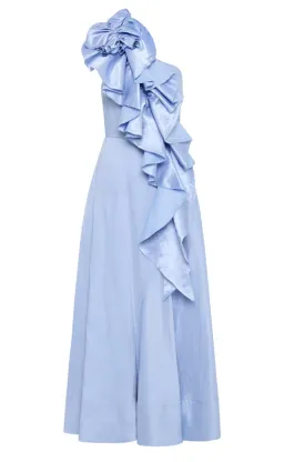 Aje Adelia Ruffle Midi Dress Light Sky Blue Size 12 for rent on The Volte - image 5