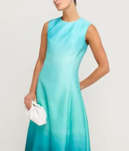 Leo Lin Cleo Sleeveless Midi Dress in Ombre Aqua Size 6 for rent on The Volte - image 2