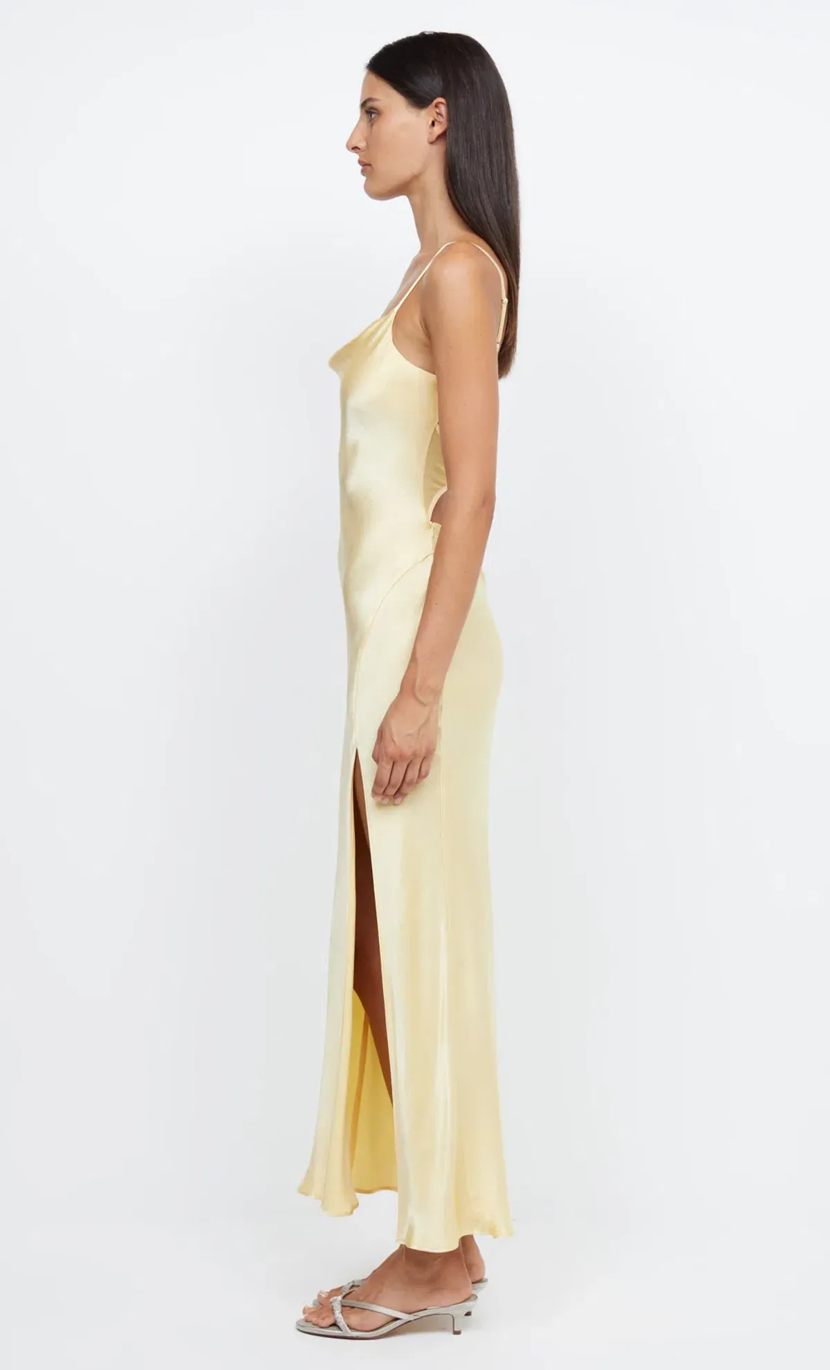 Bec & Bridge Margot Split Midi Dress Butter Yellow Size 8 - Image 4
