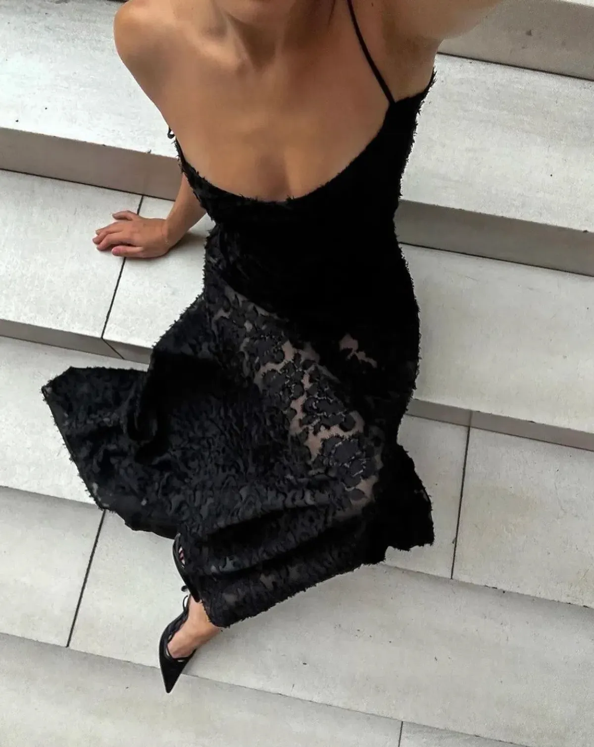 House Of Cb Seren Floral Sheer Lace Back Maxi Dress Black Size S / Au 8 - Image 4