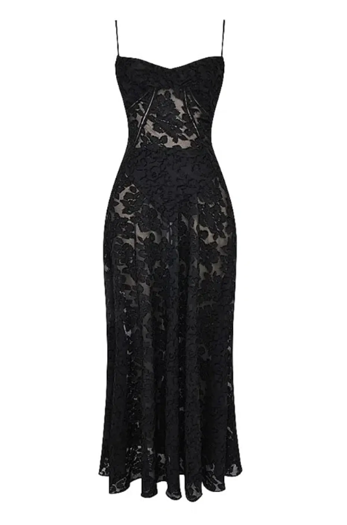 House Of Cb Seren Floral Sheer Lace Back Maxi Dress Black Size S / Au 8 - Image 5